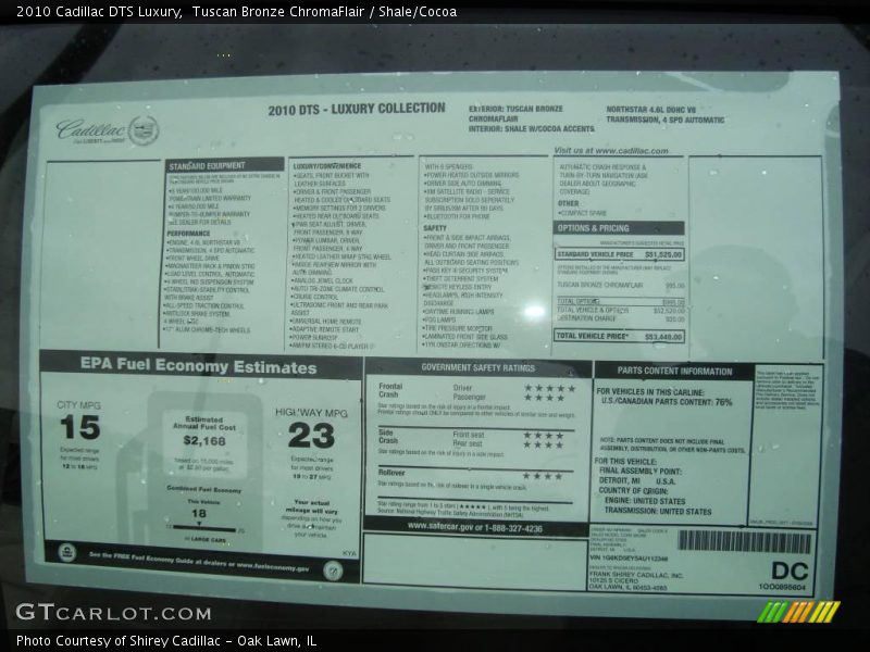 Tuscan Bronze ChromaFlair / Shale/Cocoa 2010 Cadillac DTS Luxury