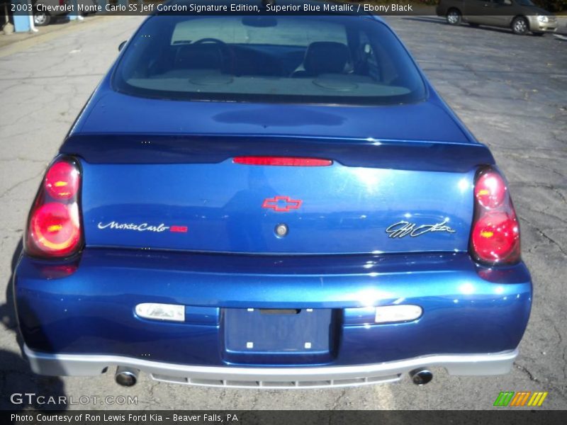 Superior Blue Metallic / Ebony Black 2003 Chevrolet Monte Carlo SS Jeff Gordon Signature Edition