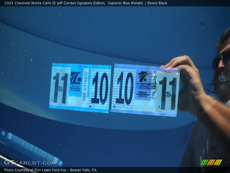 Superior Blue Metallic / Ebony Black 2003 Chevrolet Monte Carlo SS Jeff Gordon Signature Edition