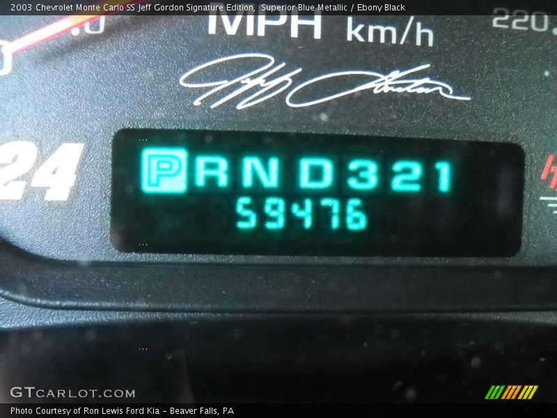 Superior Blue Metallic / Ebony Black 2003 Chevrolet Monte Carlo SS Jeff Gordon Signature Edition