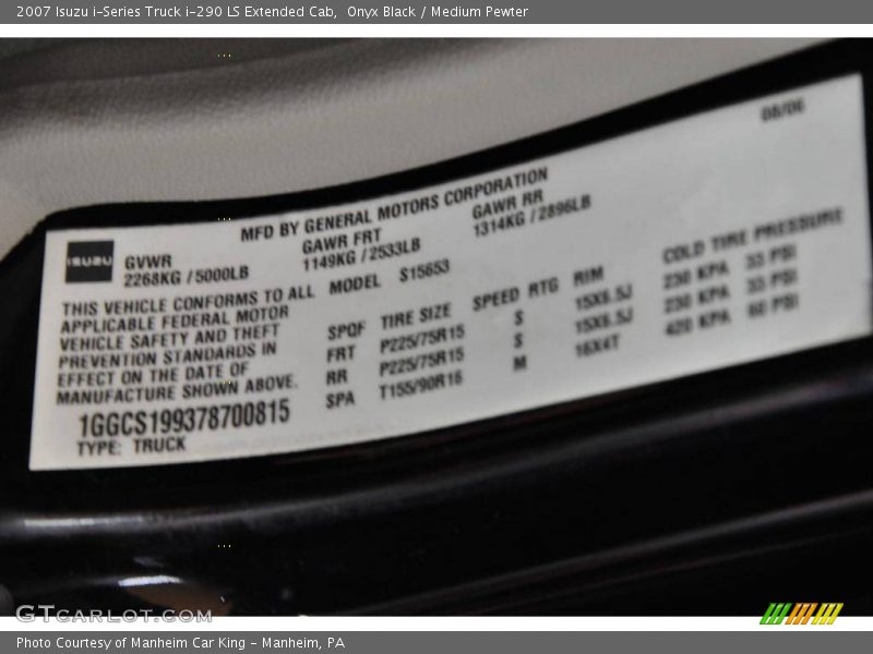 Onyx Black / Medium Pewter 2007 Isuzu i-Series Truck i-290 LS Extended Cab