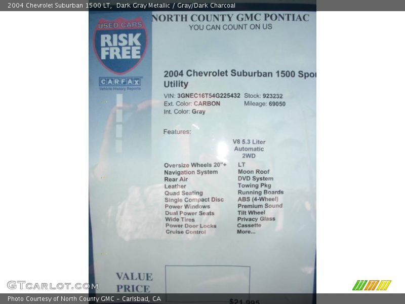 Dark Gray Metallic / Gray/Dark Charcoal 2004 Chevrolet Suburban 1500 LT