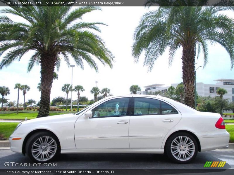 Arctic White / Sahara Beige/Black 2008 Mercedes-Benz E 550 Sedan