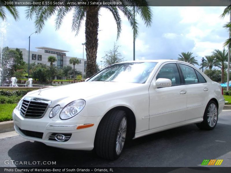 Arctic White / Sahara Beige/Black 2008 Mercedes-Benz E 550 Sedan