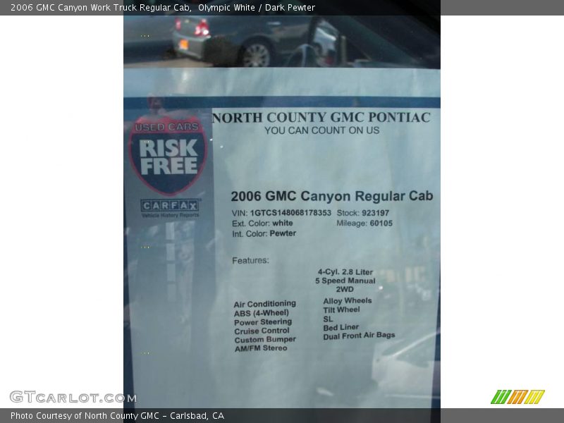 Olympic White / Dark Pewter 2006 GMC Canyon Work Truck Regular Cab