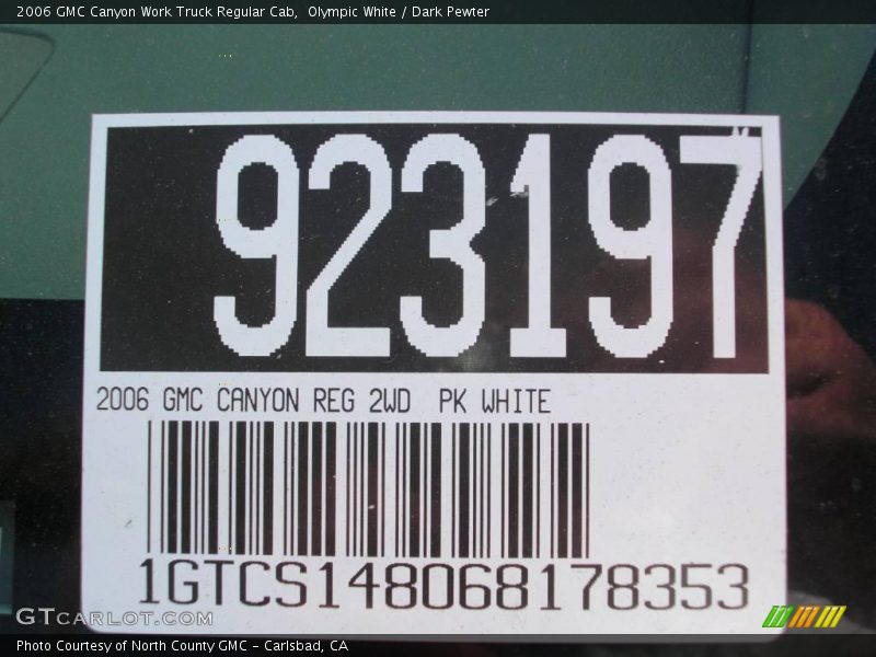 Olympic White / Dark Pewter 2006 GMC Canyon Work Truck Regular Cab