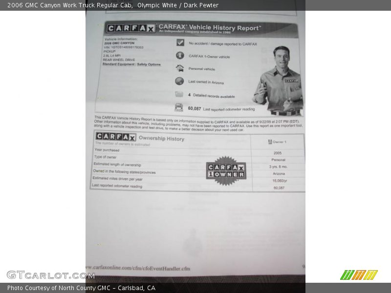 Olympic White / Dark Pewter 2006 GMC Canyon Work Truck Regular Cab