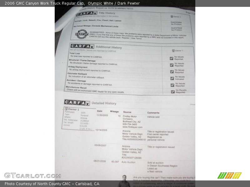 Olympic White / Dark Pewter 2006 GMC Canyon Work Truck Regular Cab