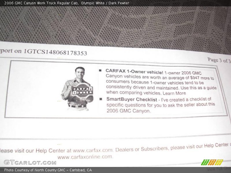 Olympic White / Dark Pewter 2006 GMC Canyon Work Truck Regular Cab