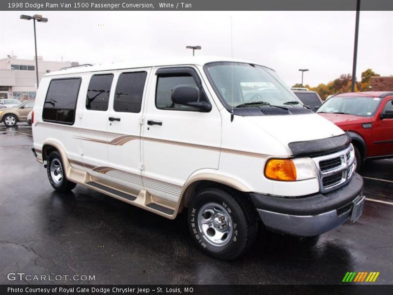 White / Tan 1998 Dodge Ram Van 1500 Passenger Conversion