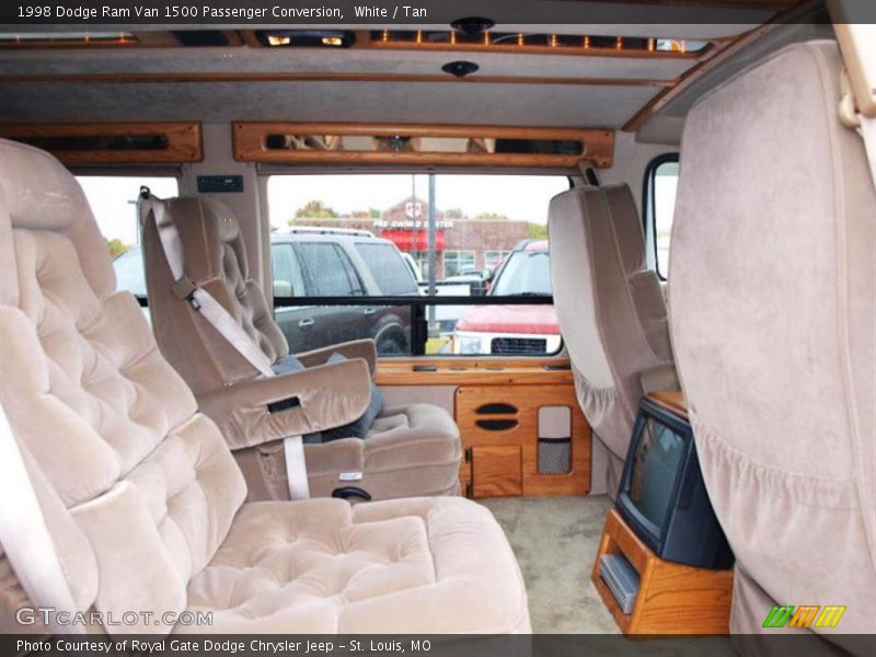 White / Tan 1998 Dodge Ram Van 1500 Passenger Conversion