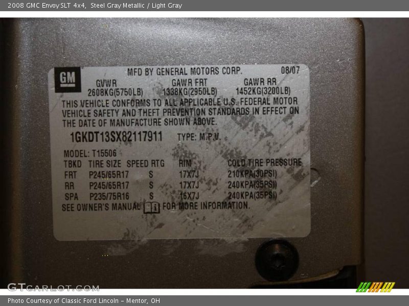Steel Gray Metallic / Light Gray 2008 GMC Envoy SLT 4x4