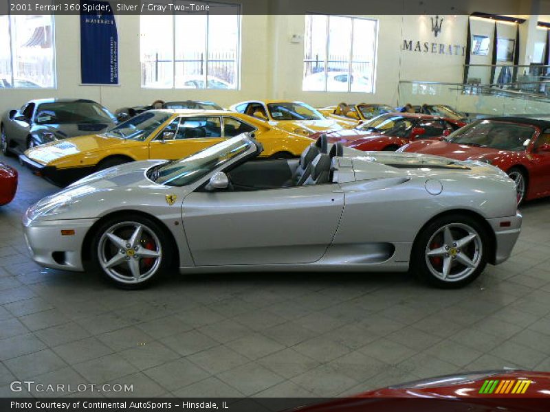 Silver / Gray Two-Tone 2001 Ferrari 360 Spider