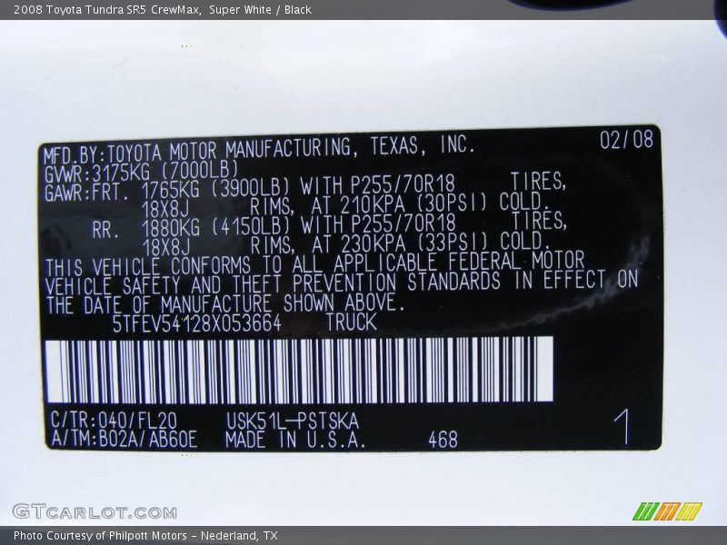 Super White / Black 2008 Toyota Tundra SR5 CrewMax