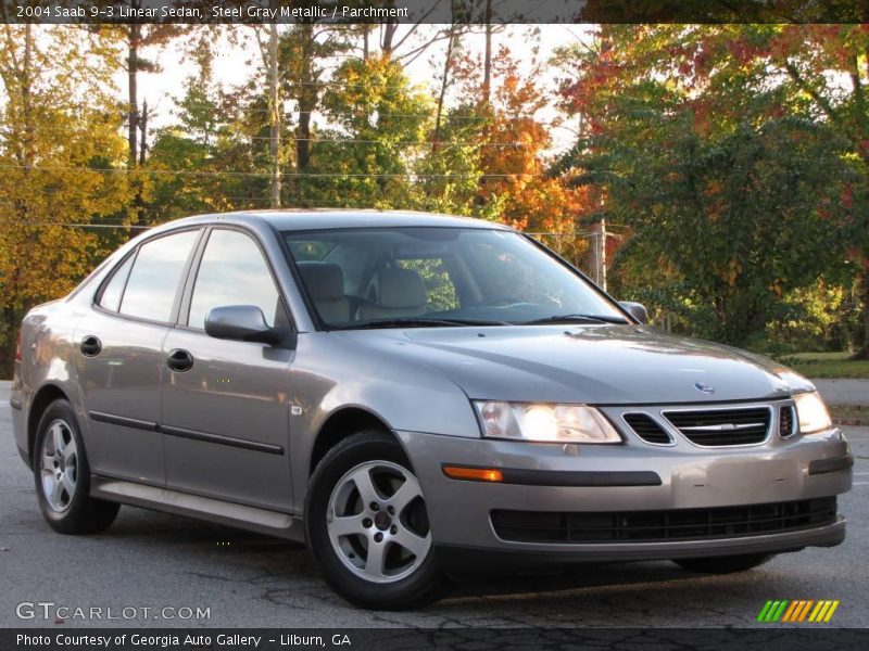 Steel Gray Metallic / Parchment 2004 Saab 9-3 Linear Sedan