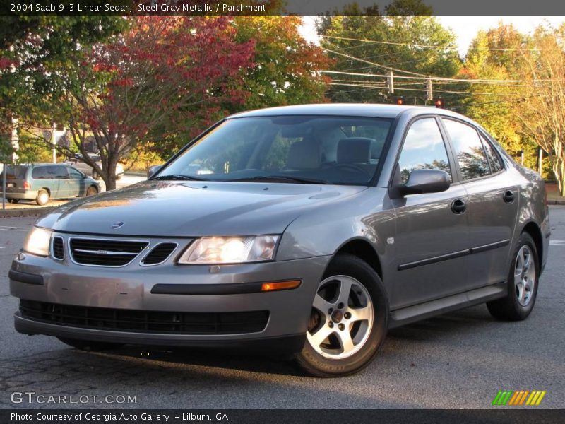 Steel Gray Metallic / Parchment 2004 Saab 9-3 Linear Sedan