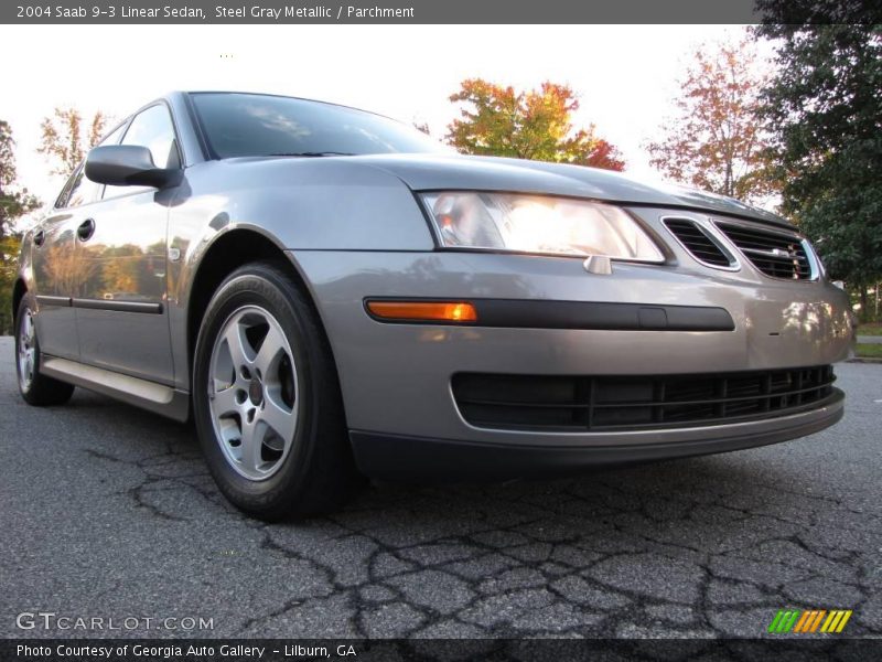 Steel Gray Metallic / Parchment 2004 Saab 9-3 Linear Sedan