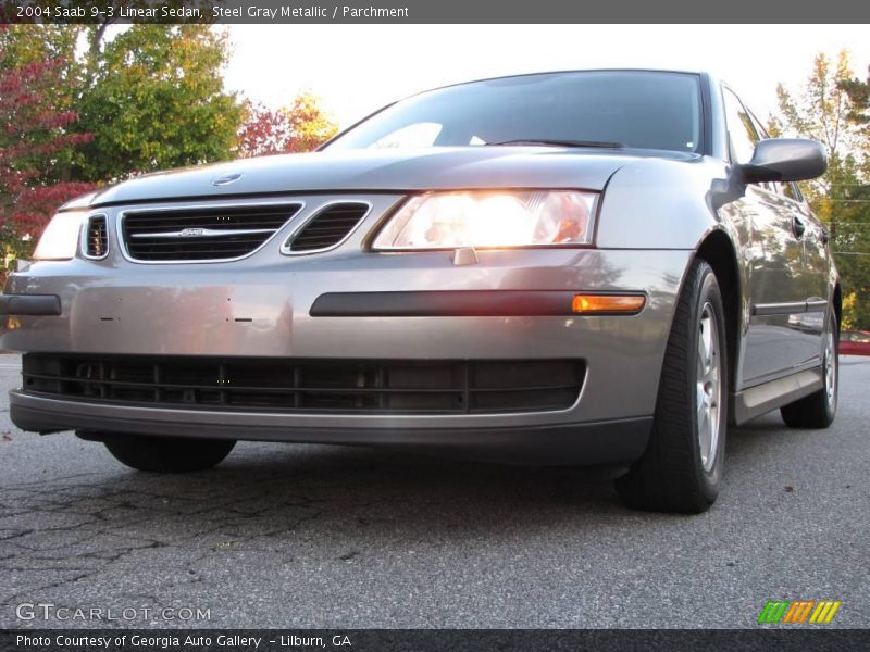 Steel Gray Metallic / Parchment 2004 Saab 9-3 Linear Sedan