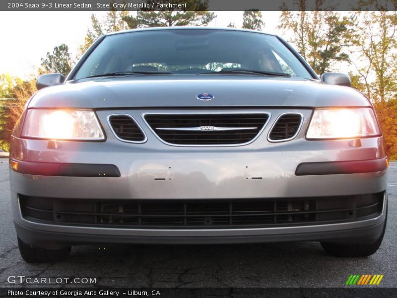 Steel Gray Metallic / Parchment 2004 Saab 9-3 Linear Sedan