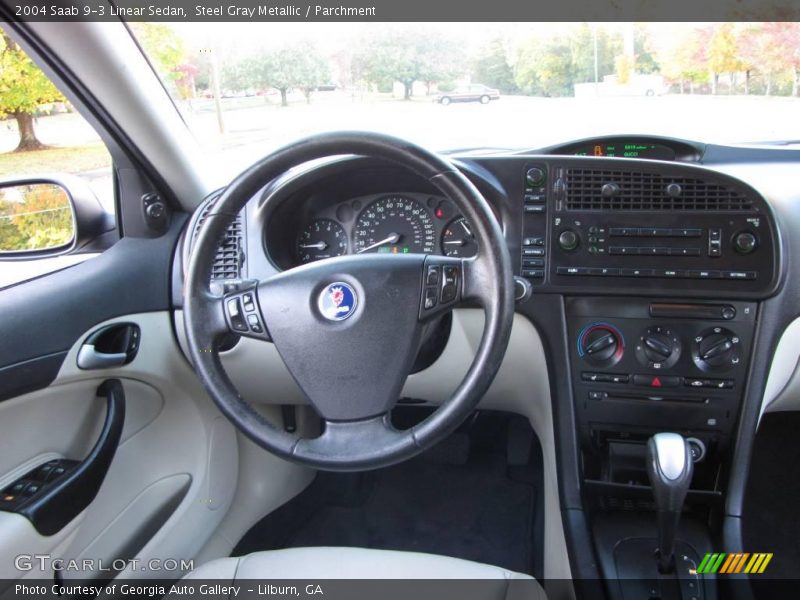 Steel Gray Metallic / Parchment 2004 Saab 9-3 Linear Sedan