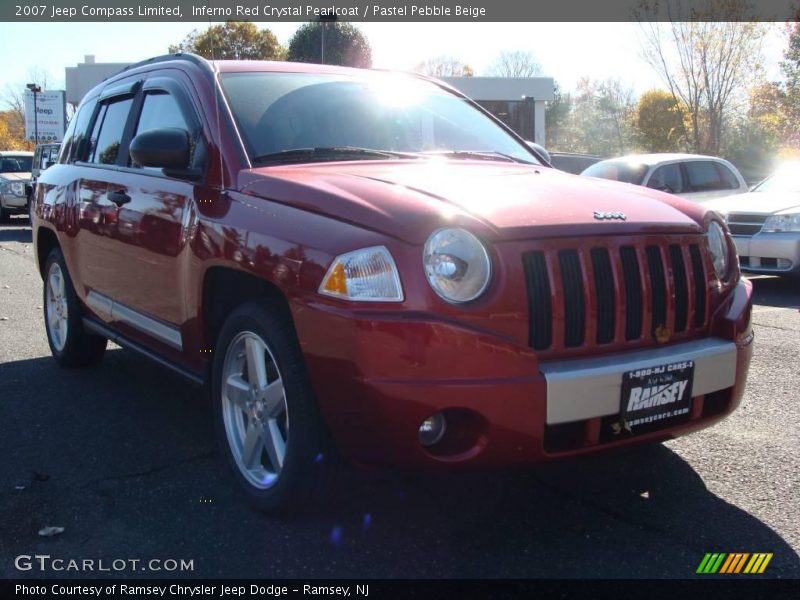 Inferno Red Crystal Pearlcoat / Pastel Pebble Beige 2007 Jeep Compass Limited