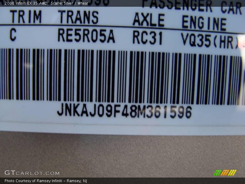 Scarlet Silver / Wheat 2008 Infiniti EX 35 AWD