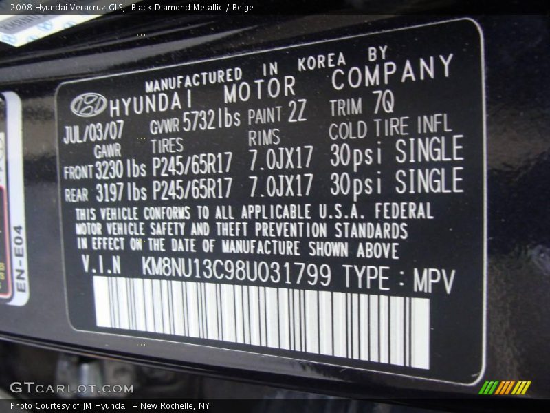 Black Diamond Metallic / Beige 2008 Hyundai Veracruz GLS