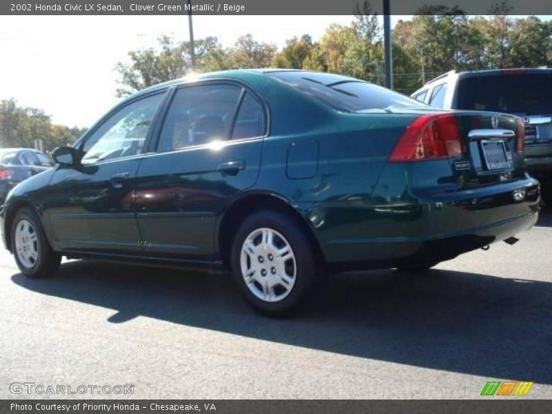 Clover Green Metallic / Beige 2002 Honda Civic LX Sedan