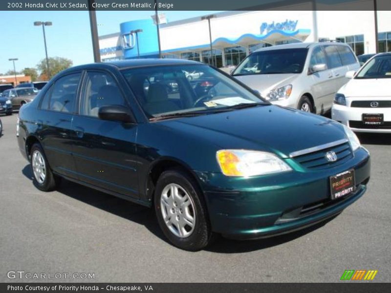Clover Green Metallic / Beige 2002 Honda Civic LX Sedan