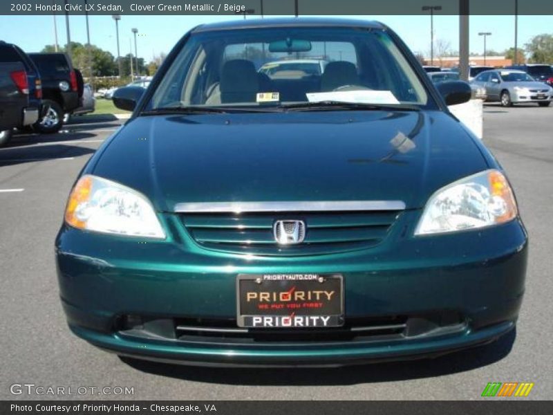 Clover Green Metallic / Beige 2002 Honda Civic LX Sedan