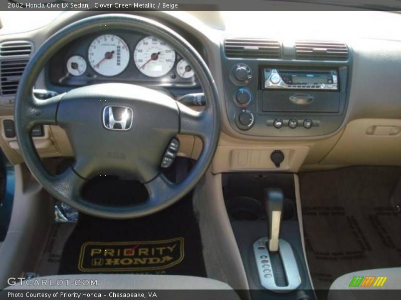 Clover Green Metallic / Beige 2002 Honda Civic LX Sedan