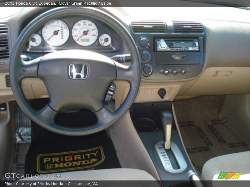 Clover Green Metallic / Beige 2002 Honda Civic LX Sedan