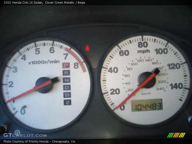 Clover Green Metallic / Beige 2002 Honda Civic LX Sedan