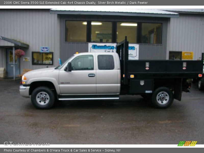 Silver Birch Metallic / Dark Pewter 2006 GMC Sierra 3500 SLE Extended Cab 4x4 Chassis Dually
