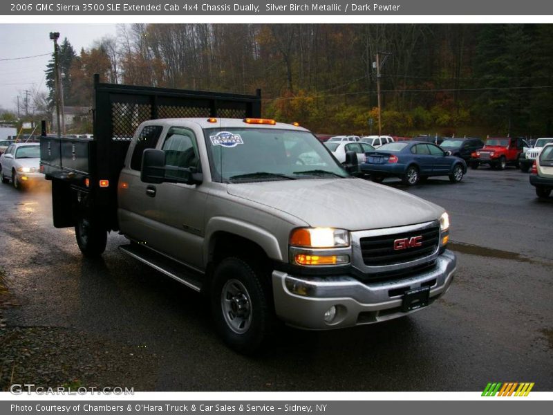 Silver Birch Metallic / Dark Pewter 2006 GMC Sierra 3500 SLE Extended Cab 4x4 Chassis Dually