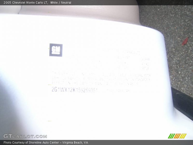 White / Neutral 2005 Chevrolet Monte Carlo LT