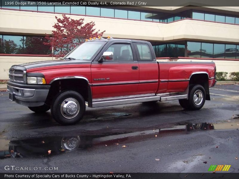Colorado Red / Gray 1996 Dodge Ram 3500 Laramie Extended Cab Dually 4x4