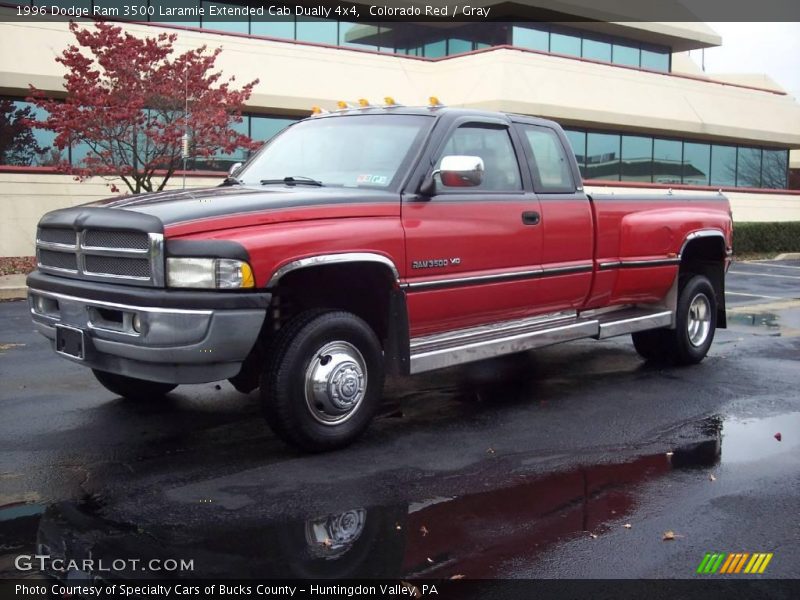 Colorado Red / Gray 1996 Dodge Ram 3500 Laramie Extended Cab Dually 4x4
