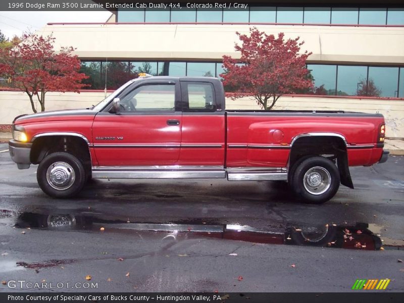 Colorado Red / Gray 1996 Dodge Ram 3500 Laramie Extended Cab Dually 4x4