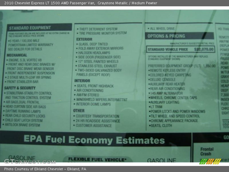 Graystone Metallic / Medium Pewter 2010 Chevrolet Express LT 1500 AWD Passenger Van