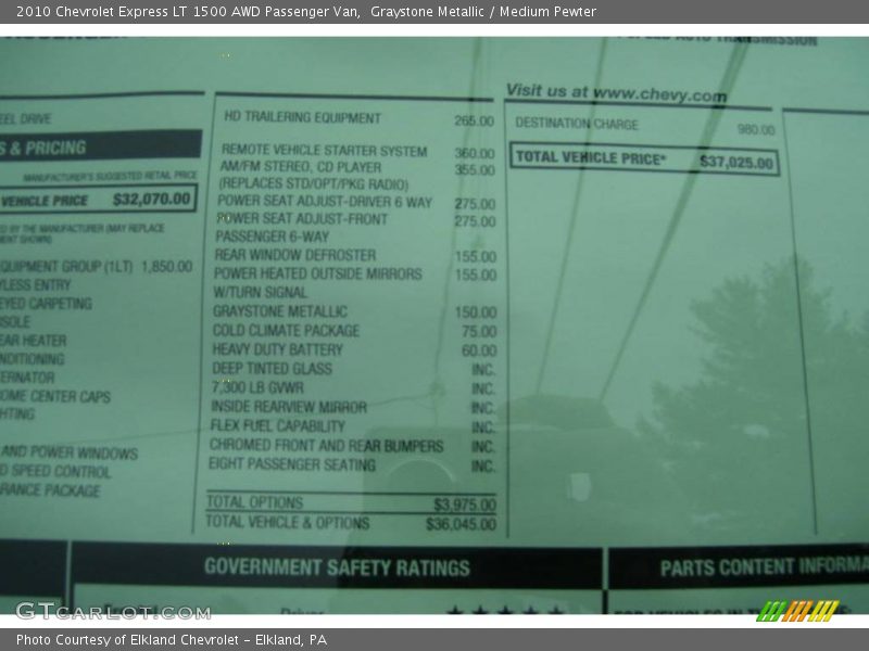 Graystone Metallic / Medium Pewter 2010 Chevrolet Express LT 1500 AWD Passenger Van