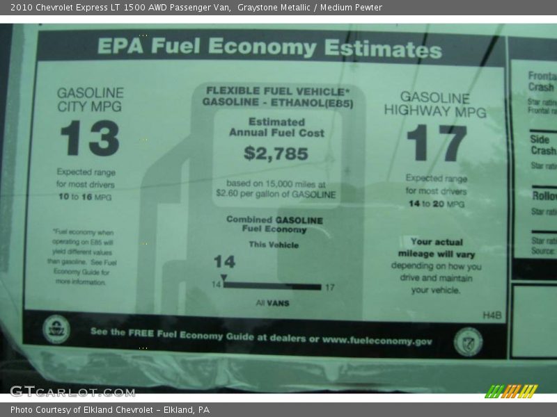 Graystone Metallic / Medium Pewter 2010 Chevrolet Express LT 1500 AWD Passenger Van