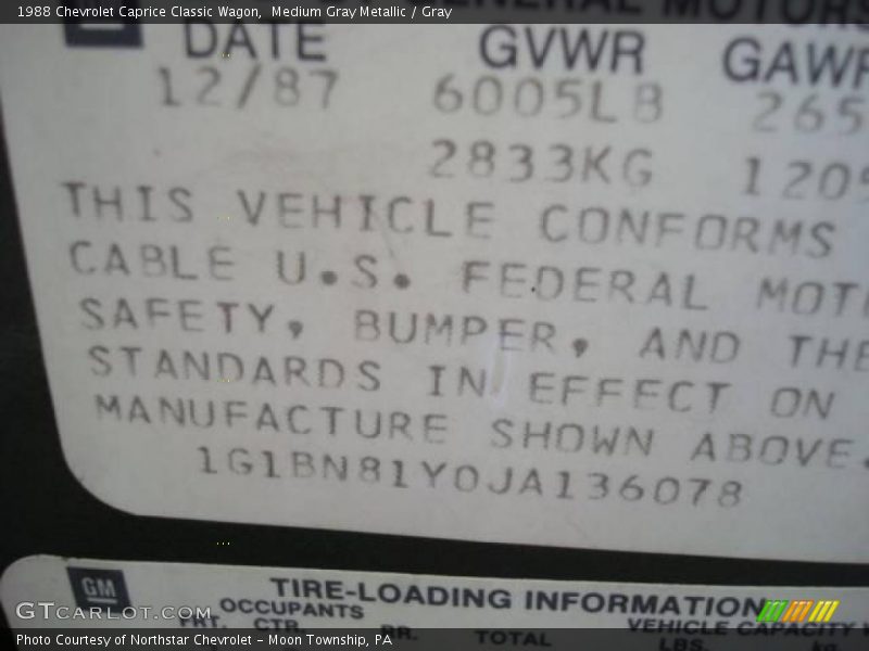 Medium Gray Metallic / Gray 1988 Chevrolet Caprice Classic Wagon