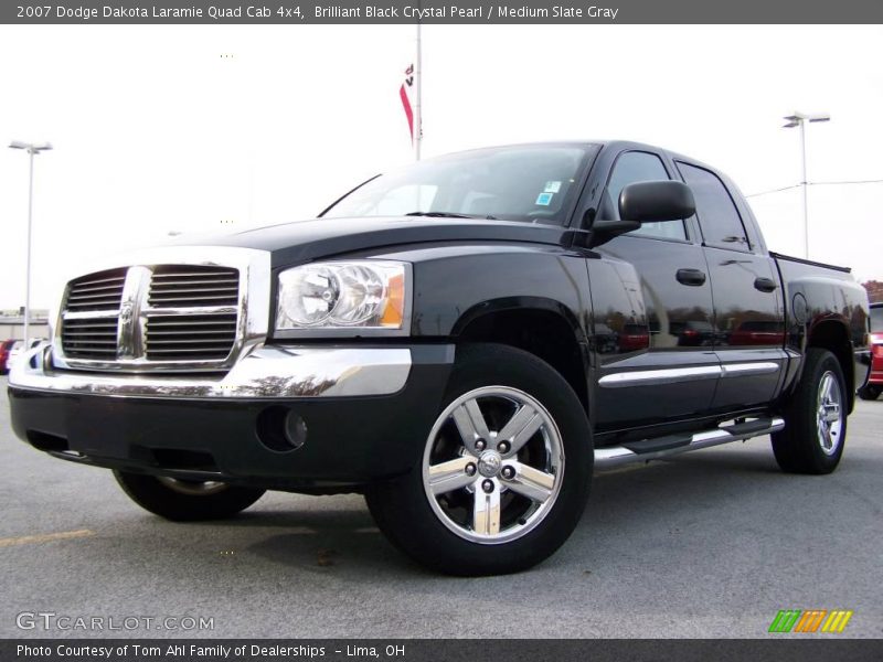 Brilliant Black Crystal Pearl / Medium Slate Gray 2007 Dodge Dakota Laramie Quad Cab 4x4
