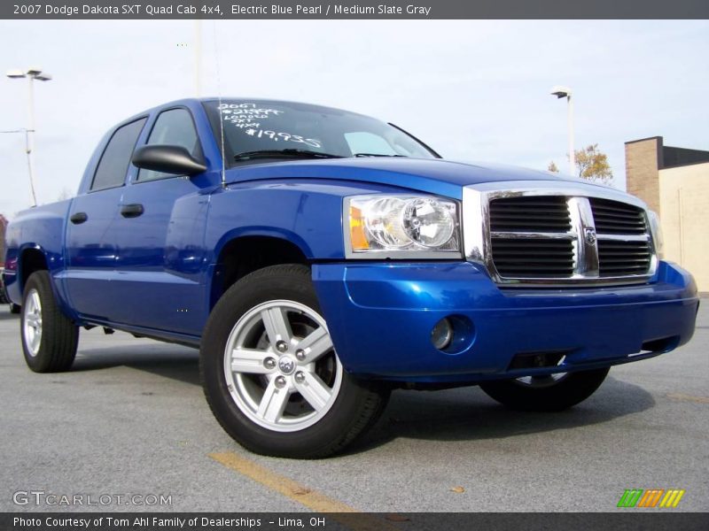 Electric Blue Pearl / Medium Slate Gray 2007 Dodge Dakota SXT Quad Cab 4x4