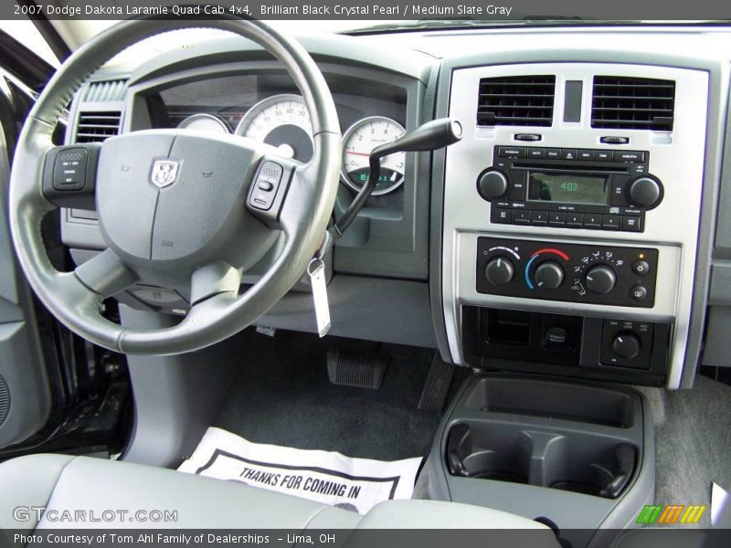 Brilliant Black Crystal Pearl / Medium Slate Gray 2007 Dodge Dakota Laramie Quad Cab 4x4