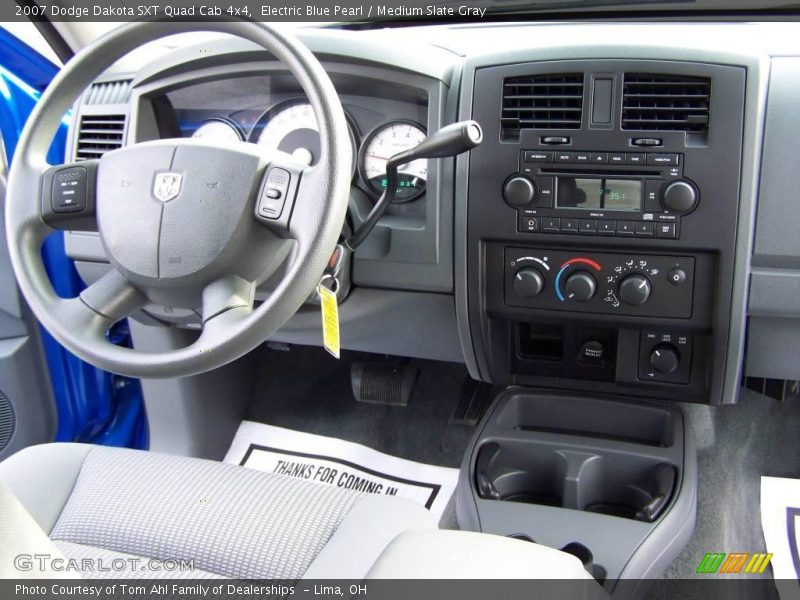 Electric Blue Pearl / Medium Slate Gray 2007 Dodge Dakota SXT Quad Cab 4x4