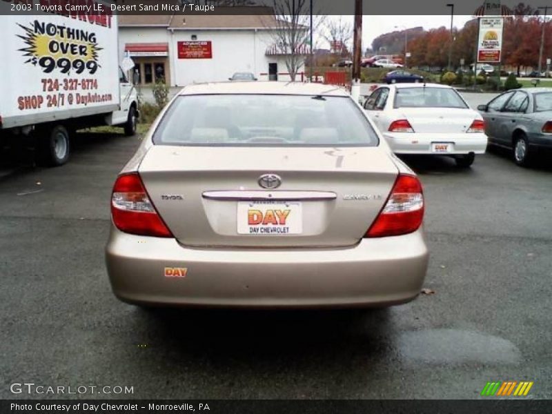 Desert Sand Mica / Taupe 2003 Toyota Camry LE