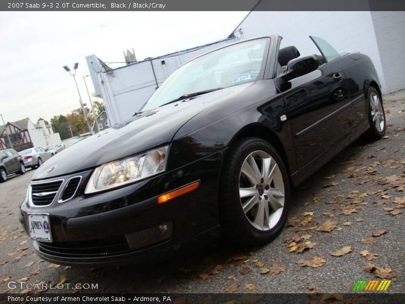 Black / Black/Gray 2007 Saab 9-3 2.0T Convertible