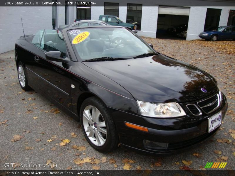 Black / Black/Gray 2007 Saab 9-3 2.0T Convertible